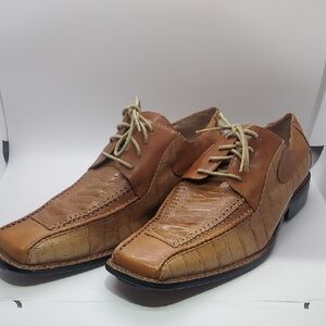 Stacy Adams Alligator Print leather Oxfords with cap toe design men's size 10